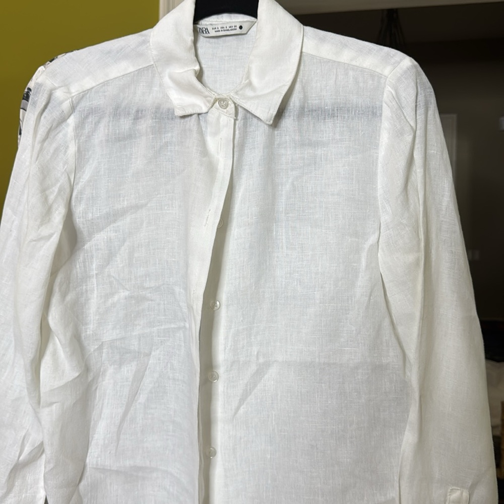 Zara Linen Button Up Blouse - Picture 2 of 2